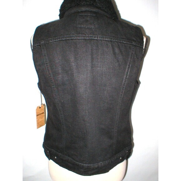 New NWT 228 Womens True Religion Jeans Designer L Black Vest Sherpa Lined Jacket - Picture 8 of 8
